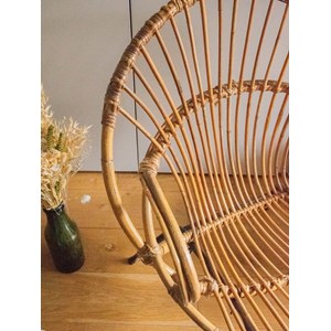 Fauteuil en rotin et métal noir n°710