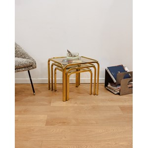 Tables gigognes dorées et en verre n°137
