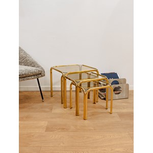 Tables gigognes dorées et en verre n°137