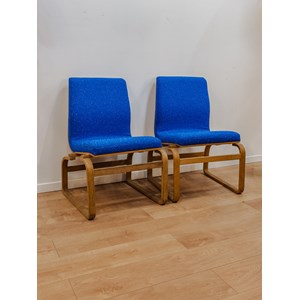 Paire de fauteuils en tissu bouclette bleu n°700