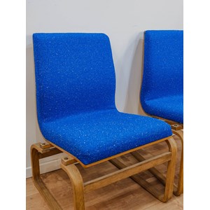 Paire de fauteuils en tissu bouclette bleu n°700