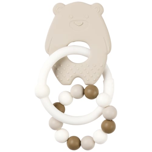 Nattou - Anneau de dentition silicone Perle Ours Argile - Beige