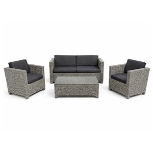 Socotra salon de jardin 4 places en résine tressée gris et noir