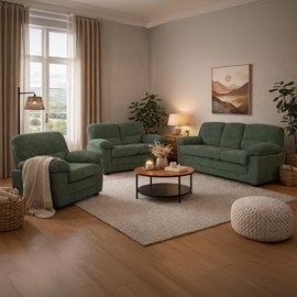 Lincoln canapé 3 places + 2 places + fauteuil en velours côtelé vert foncé