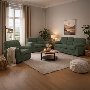 Lincoln canapé 3 places + 2 places + fauteuil en velours côtelé vert foncé
