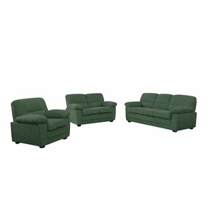 Lincoln canapé 3 places + 2 places + fauteuil en velours côtelé vert foncé