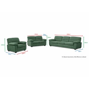 Lincoln canapé 3 places + 2 places + fauteuil en velours côtelé vert foncé