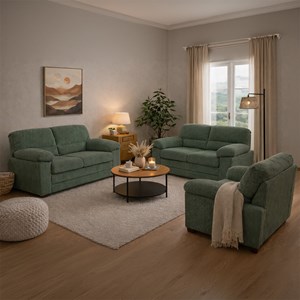 Lincoln canapé 3 places + 2 places + fauteuil en velours côtelé vert foncé