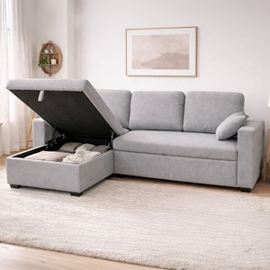 Celbridge canapé d'angle convertible 3 places avec coffre en tissu gris