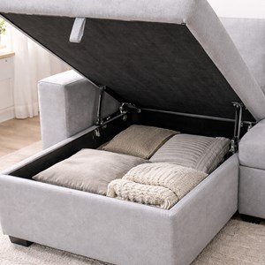 Celbridge canapé d'angle convertible 3 places avec coffre en tissu gris