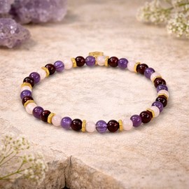 Bracelet en pierres améthyste quartz rose et grenat taille l (homme) - sloya