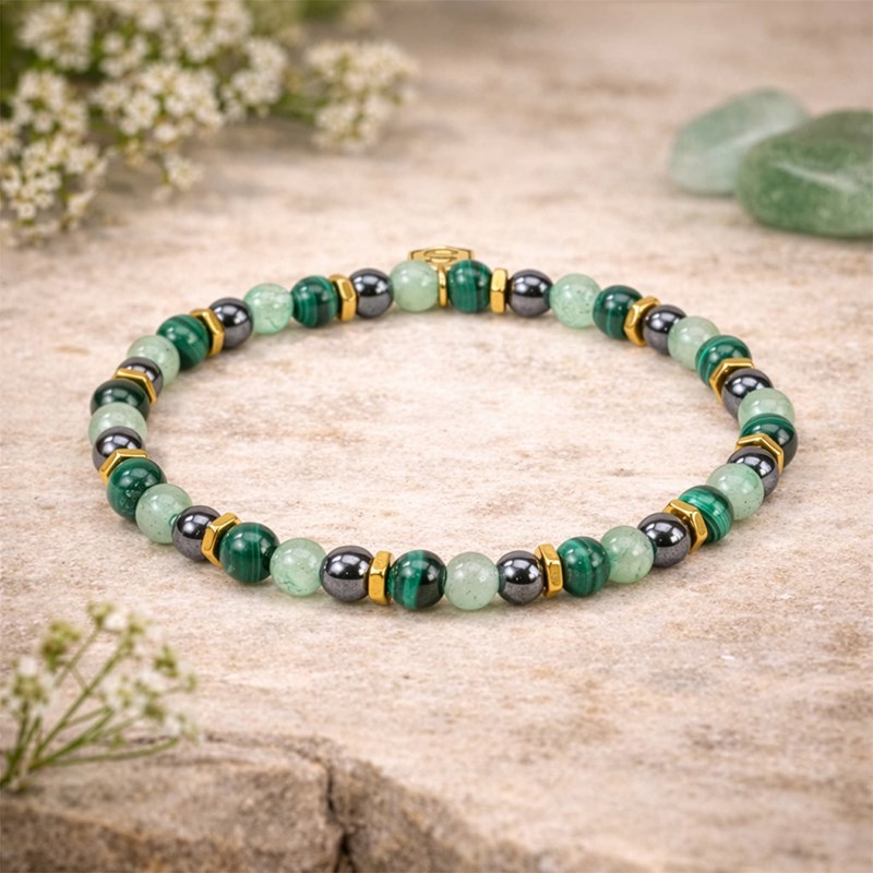 Bracelet en pierres malachite, aventurine et hématite taille l (homme) - sloya