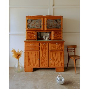 Vaisselier en pin et vert moucheté n°37