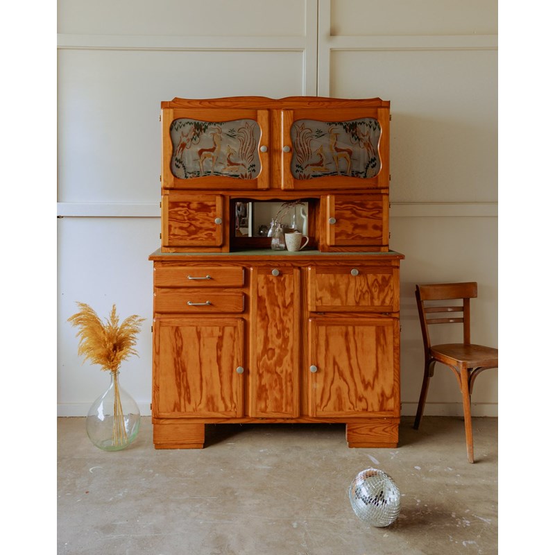 Vaisselier en pin et vert moucheté n°37