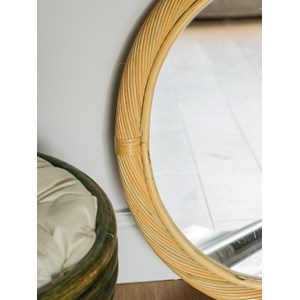 Miroir ovale en paille torsadée n°956