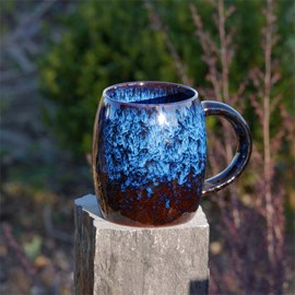 Grand mug fait main artisanal garde-chaleur bleu