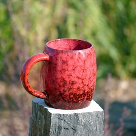 Grand mug fait main artisanal garde-chaleur rouge