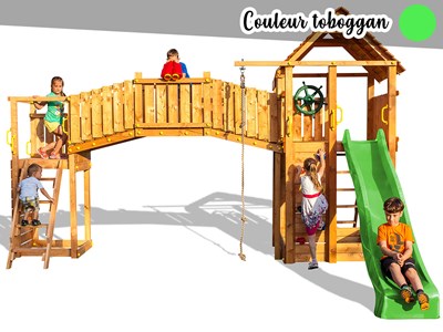 Aire de jeux rainbow fortress tip - toboggan vert - fungoo