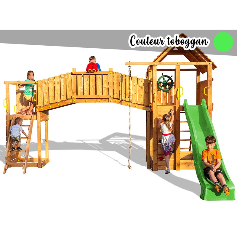 Aire de jeux rainbow fortress tip - toboggan vert - fungoo