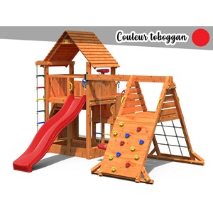 Aire de jeux big leader spider + bac à sable + corde + toboggan rouge - fungoo