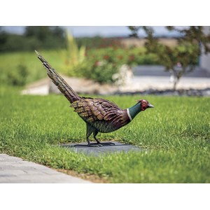 Faisan décoratif stylisé en acier pour jardin