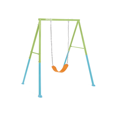 GOPLUS Portique Balançoire Extérieur 210x110x175CM-Support Balançoire Porche en Métal-4 Anneaux de Suspension Charge 160kg/120kg - Jeux - Jouets