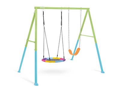 Portique pour enfants 2 agrès balançoire + nid d'oiseau - intex