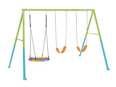 Portique pour enfants 3 agrès balançoires + nid d'oiseau - intex