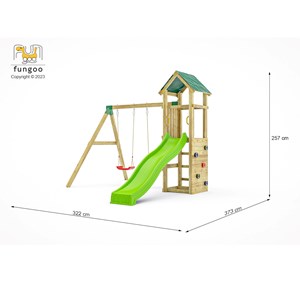 Aire de jeux charly avec balançoire double et mur d'escalade - fungoo