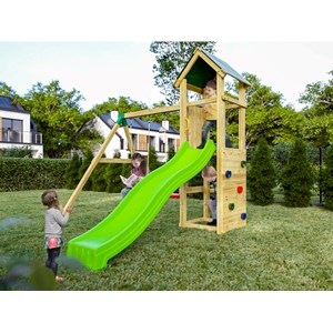 Aire de jeux charly avec balançoire double et mur d'escalade - fungoo