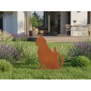 Décoration de jardin chat assis - rouille - esschert design