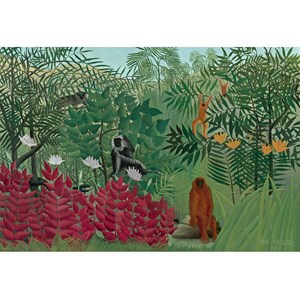 Forêt tropicale avec singes de rousseau