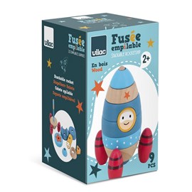 Empilable surprise fusée en bois
