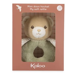 Hochet ours vert en fourrure douce