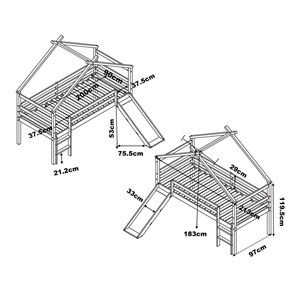 Lit river cabane toboggan nat.-blanc
