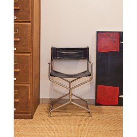 Fauteuil pliant en skaï noir n°866