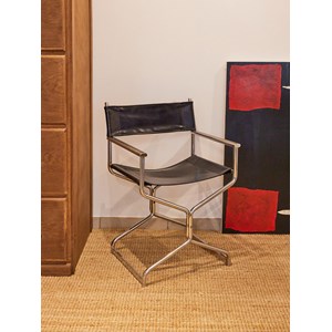 Fauteuil pliant en skaï noir n°866