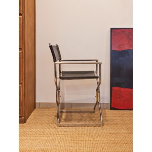 Fauteuil pliant en skaï noir n°866