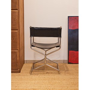 Fauteuil pliant en skaï noir n°866