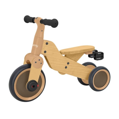 Sunny - Draisienne avec panier, 4 roues en bois naturel  - 1,5 an à 3 ans