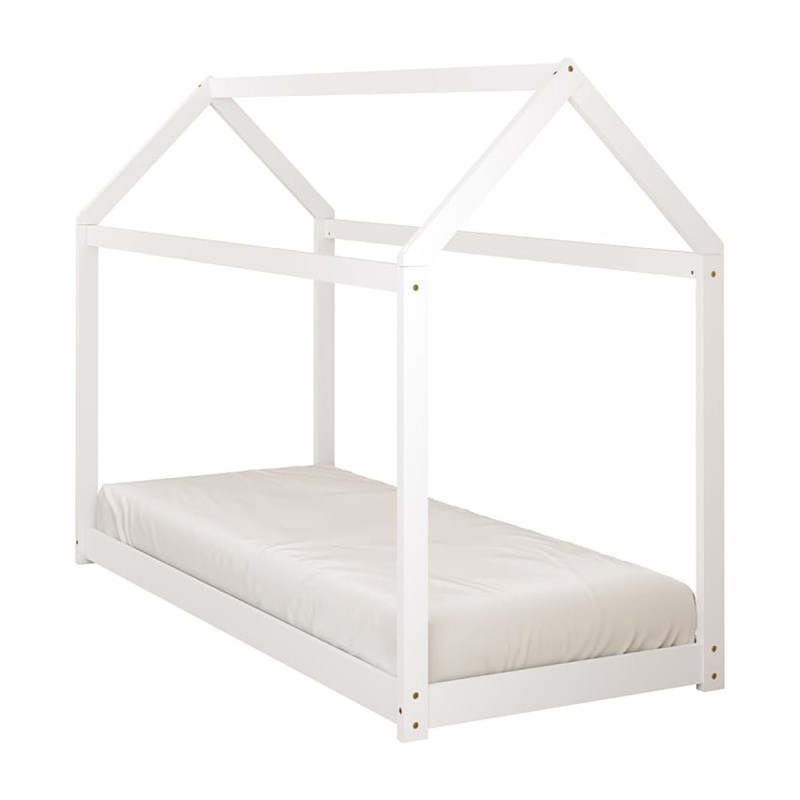 Lit zoey cabane blanc + matelas