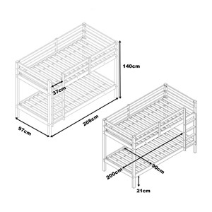Lit superposé jip naturel + matelas