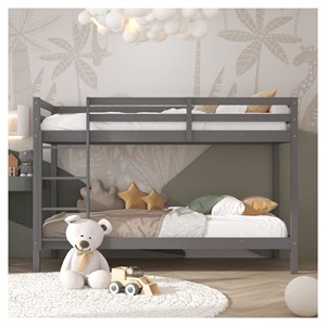 Lit superposé jip gris + matelas