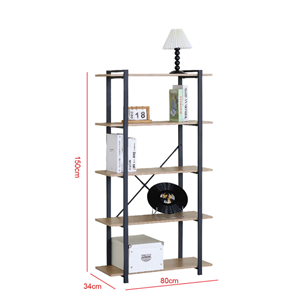 Tydo etagère 5 rangements 150 cm chêne et noir
