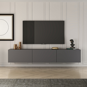 Hal meuble tv suspendu avec placards 150cm gris anthracite
