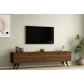 Poly meuble tv 160cm avec deux placards noyer