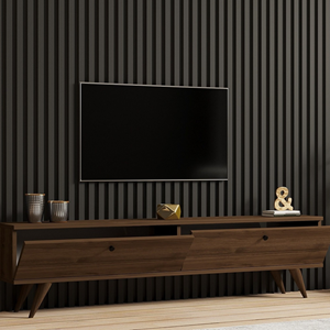 Poly meuble tv 160cm avec deux placards noyer