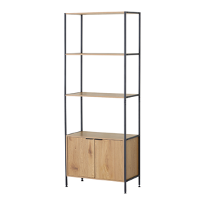 Tydie etagère 4 rangements et placard 176 cm chêne et noir