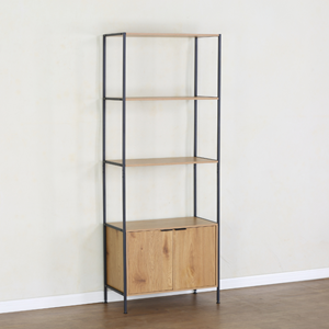 Tydie etagère 4 rangements et placard 176 cm chêne et noir