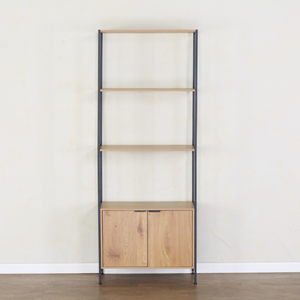 Tydie etagère 4 rangements et placard 176 cm chêne et noir